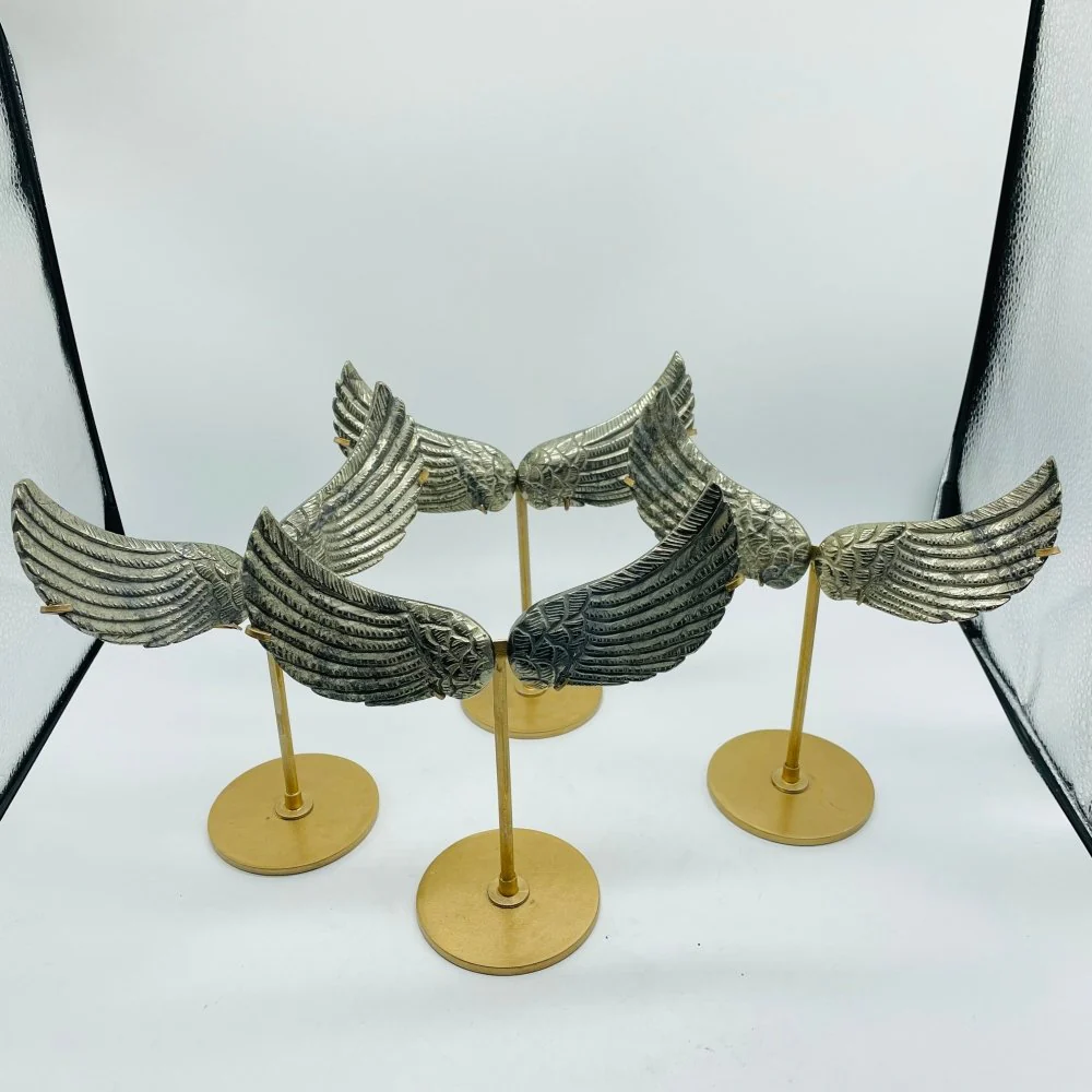 4 Pairs High Quality Pyrite Angel Wing With Stand - Image 4