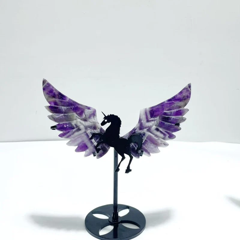 4 Pairs Pegasus Wing With Stand Chevron Amethyst Dragon Blood Stone - Image 2