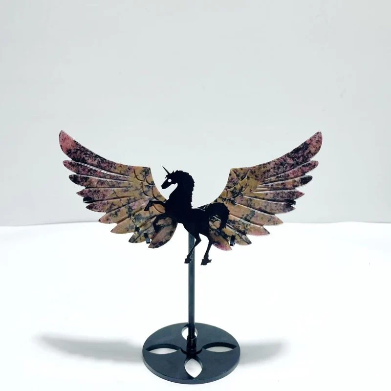 4 Pairs Pegasus Wing With Stand Chevron Amethyst Dragon Blood Stone - Image 4