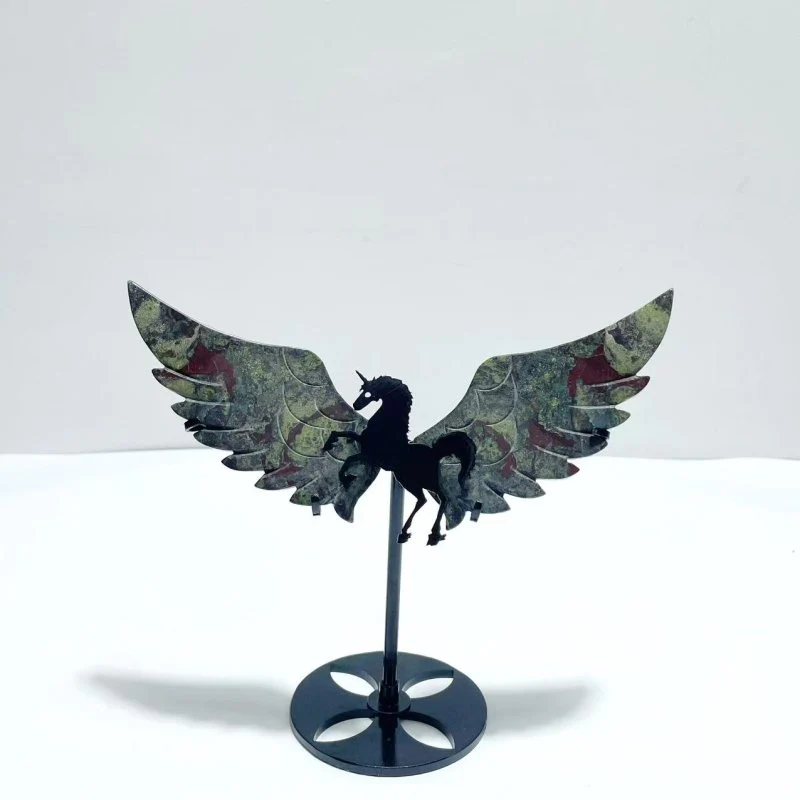 4 Pairs Pegasus Wing With Stand Chevron Amethyst Dragon Blood Stone - Image 5