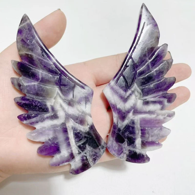 4 Pairs Pegasus Wing With Stand Chevron Amethyst Dragon Blood Stone - Image 8