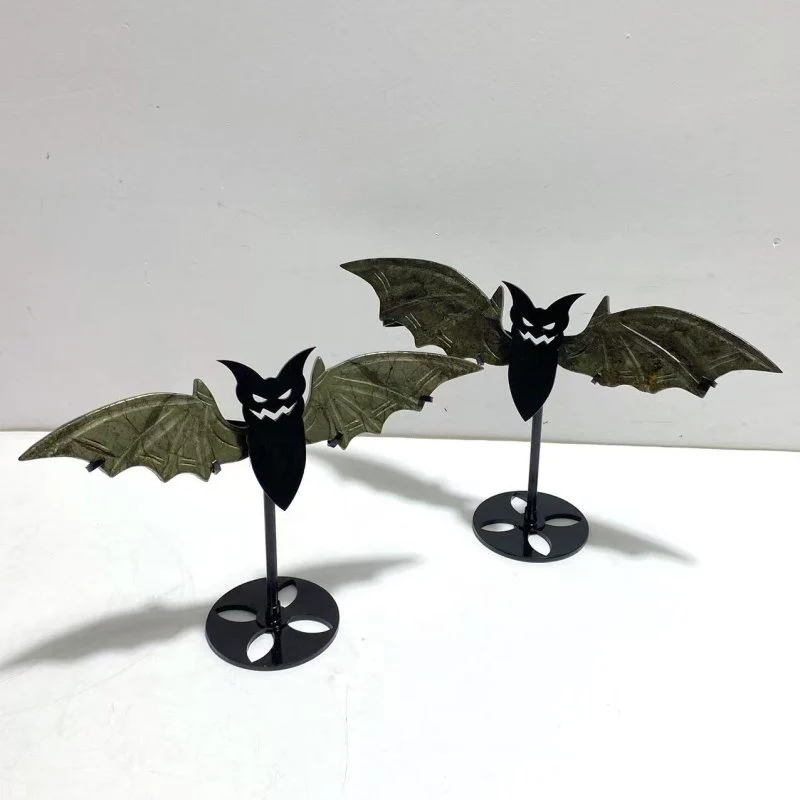 4 Pairs Pyrite Bat Wing Carving With Stand - Image 3