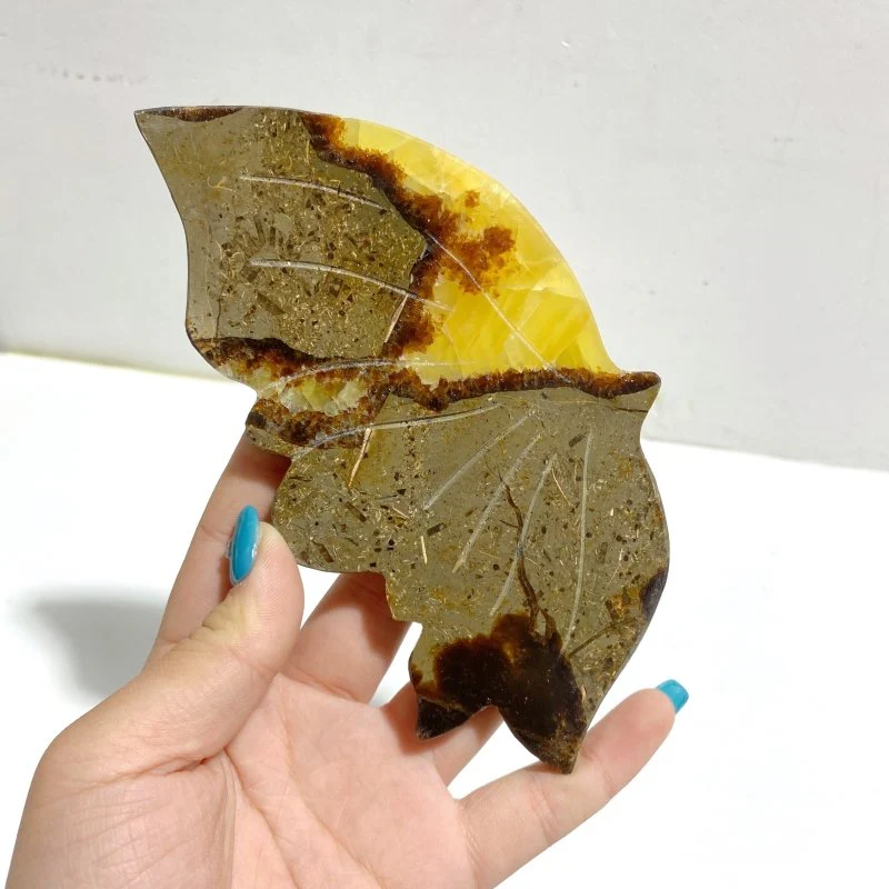 4 Pairs Septarian Butterfly Wing Carving With Stand #2 - Image 3