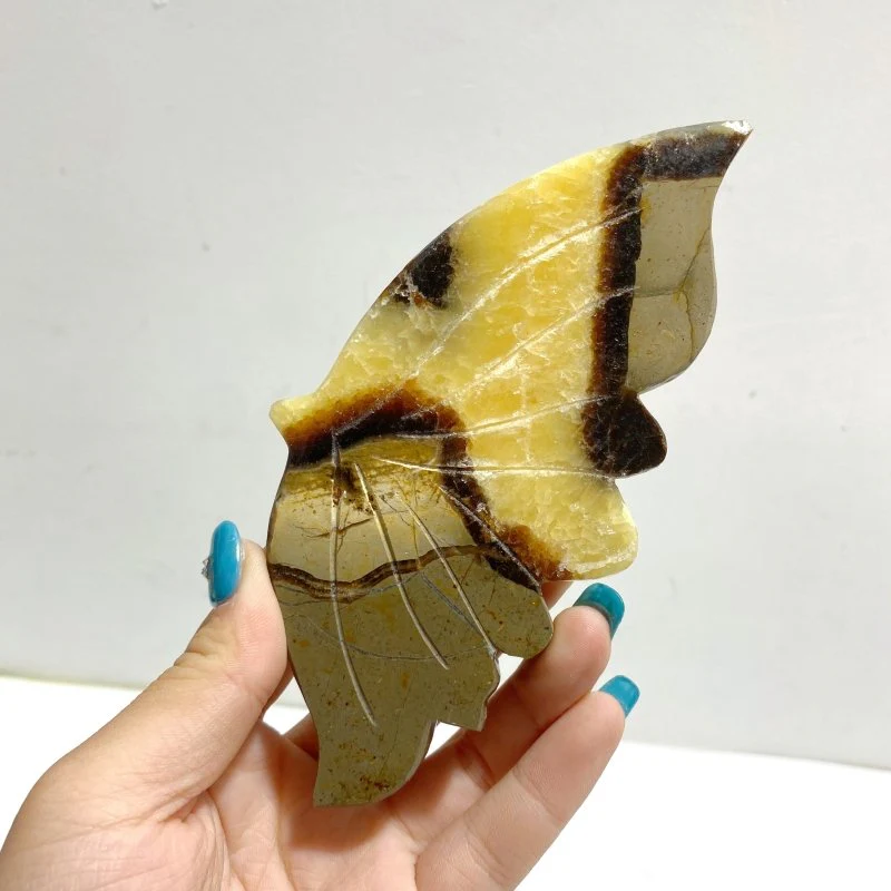 4 Pairs Septarian Butterfly Wing Carving With Stand #2 - Image 6