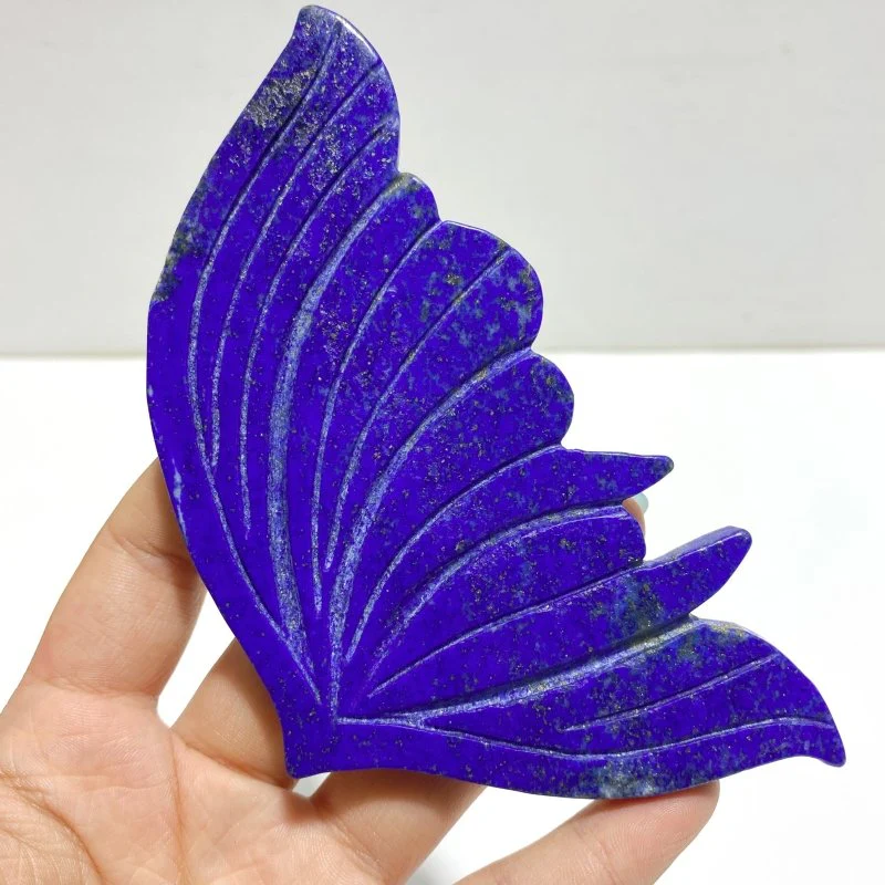4 Pairs Lapis Lazuli Butterfly Wing Carving With Stand - Image 5