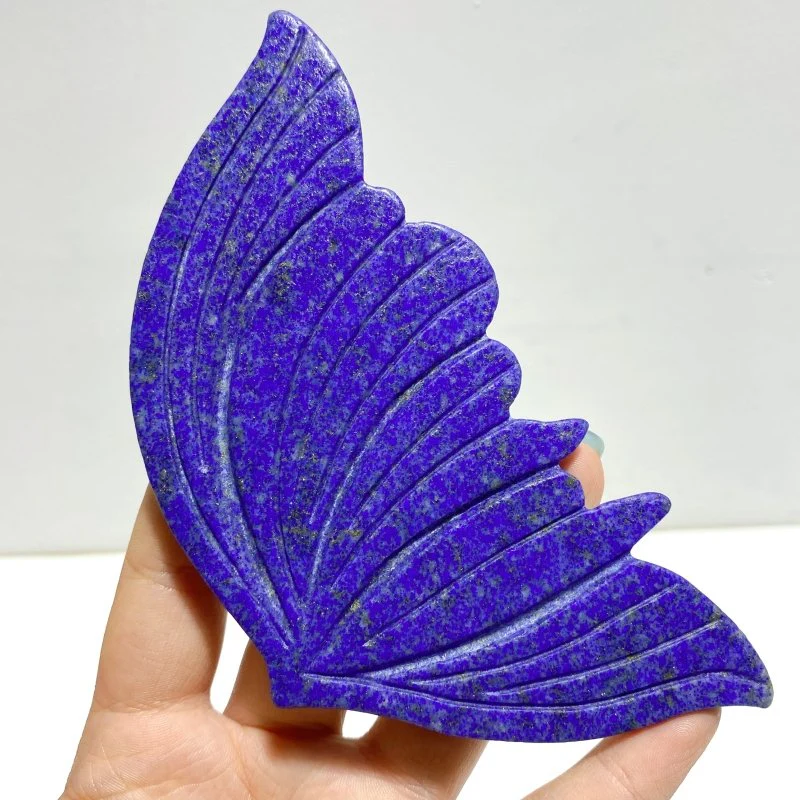 4 Pairs Lapis Lazuli Butterfly Wing Carving With Stand - Image 6