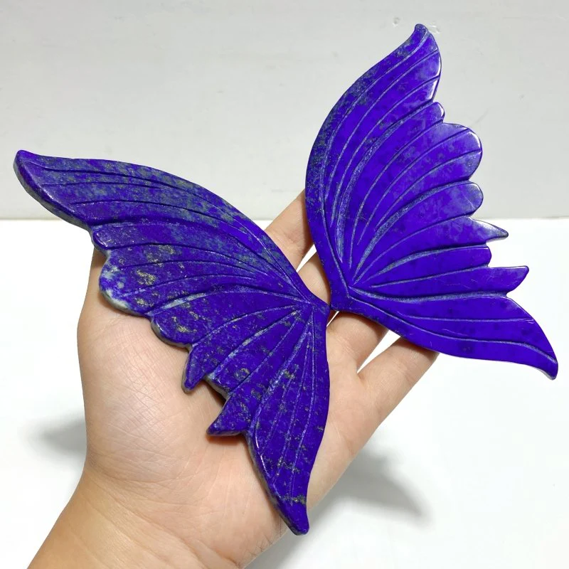4 Pairs Lapis Lazuli Butterfly Wing Carving With Stand - Image 8