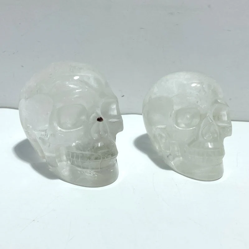 2 Pieces Large Clear Quartz Skull Carving