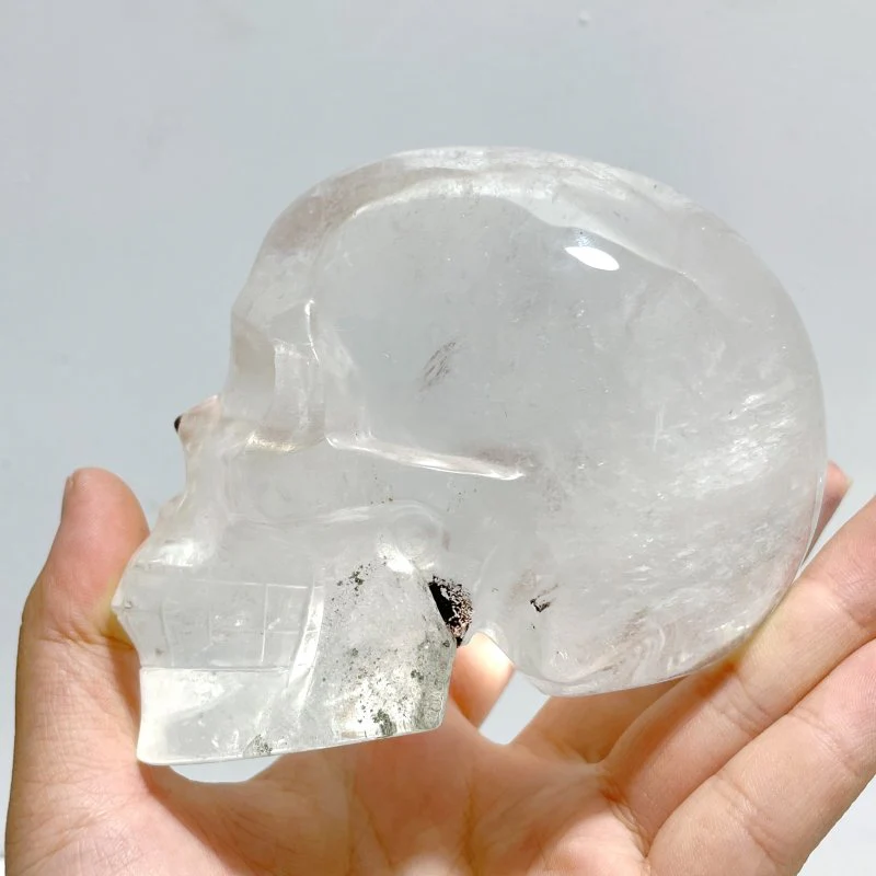 2 Pieces Large Clear Quartz Skull Carving - Image 5