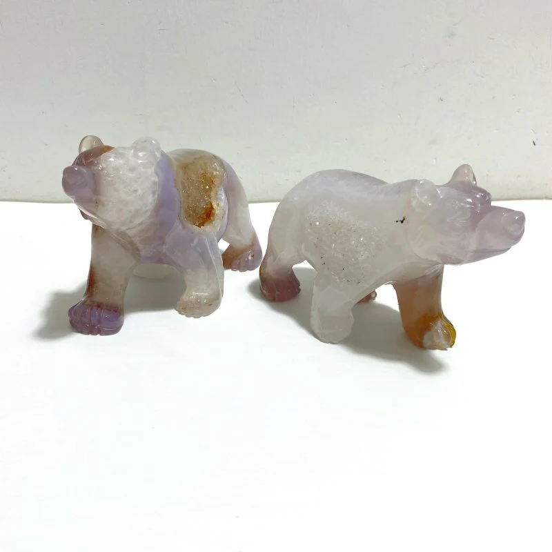 8 Pieces Geode Druzy Agate Bear Carving - Image 4
