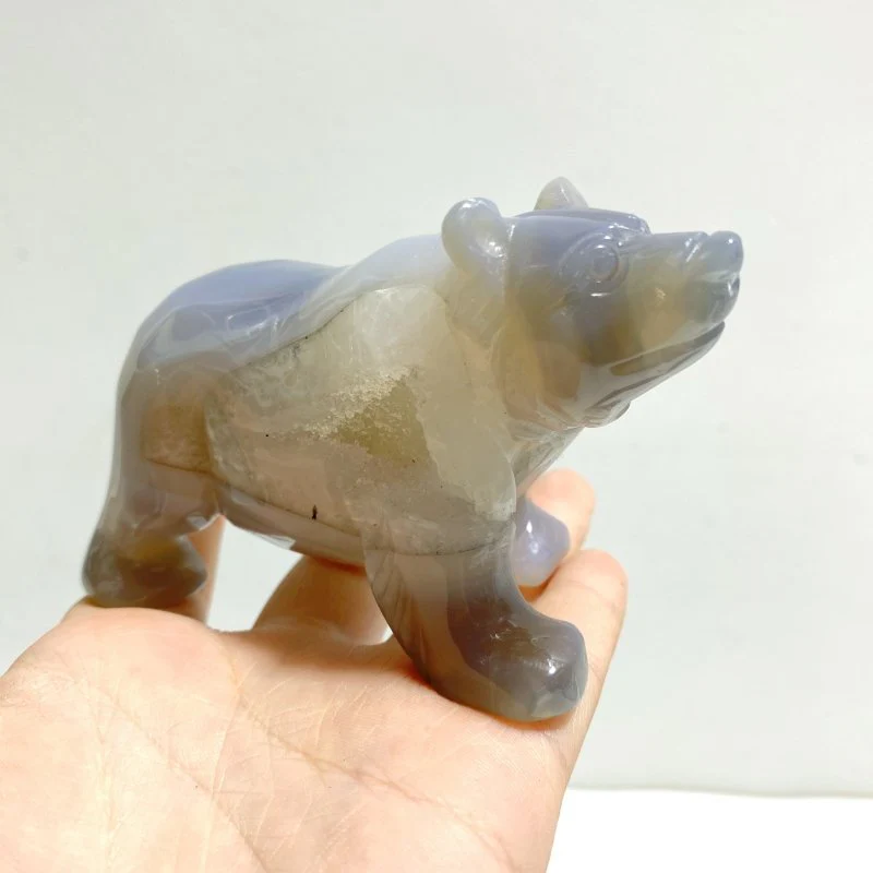 8 Pieces Geode Druzy Agate Bear Carving - Image 6
