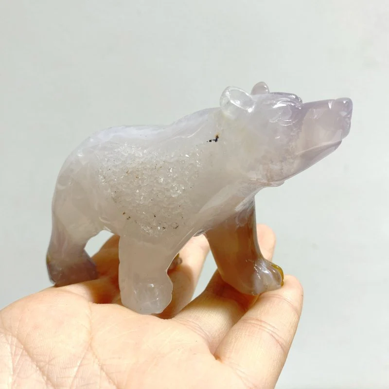 8 Pieces Geode Druzy Agate Bear Carving - Image 7
