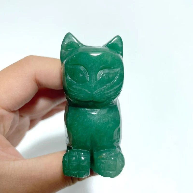 4 Pieces Green Aventurine Cat Carving - Image 2