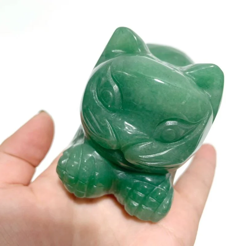 4 Pieces Green Aventurine Cat Carving - Image 4