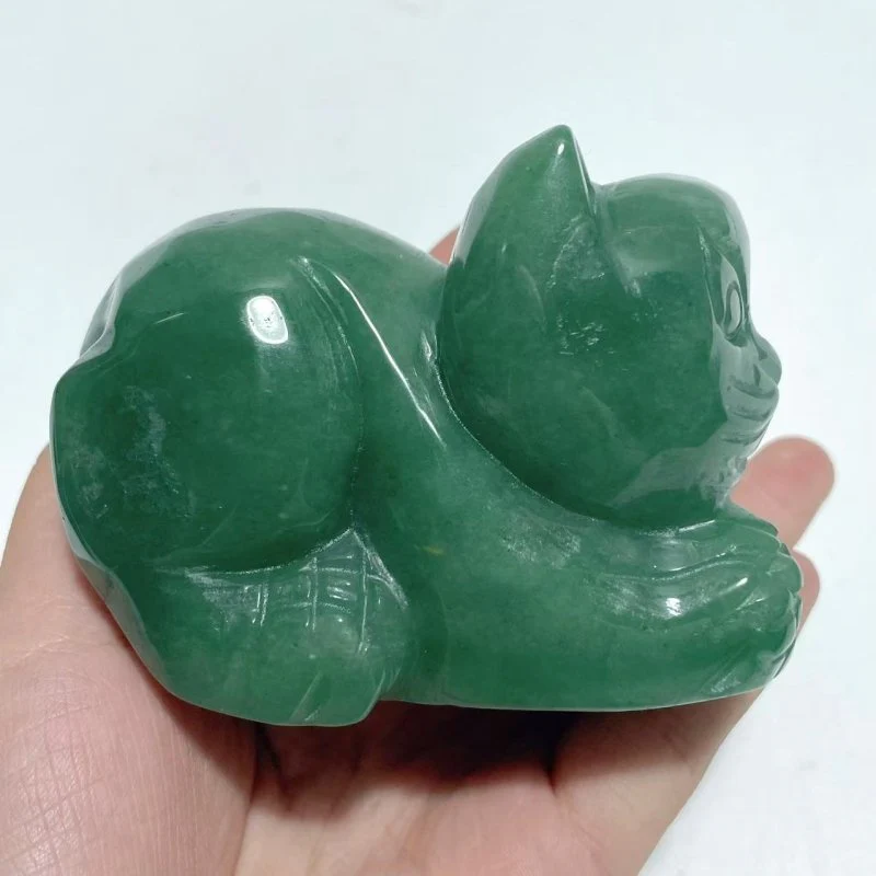 4 Pieces Green Aventurine Cat Carving - Image 6