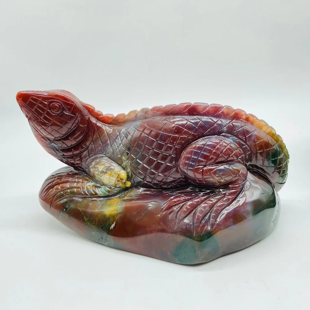 4 Pieces High Quality Ocean Jasper Lizard Carving - Image 6