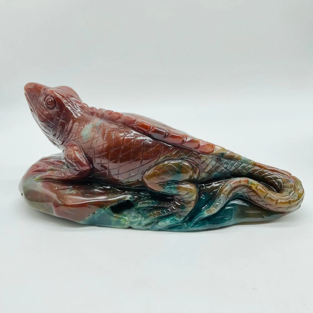 4 Pieces High Quality Ocean Jasper Lizard Carving - Image 7