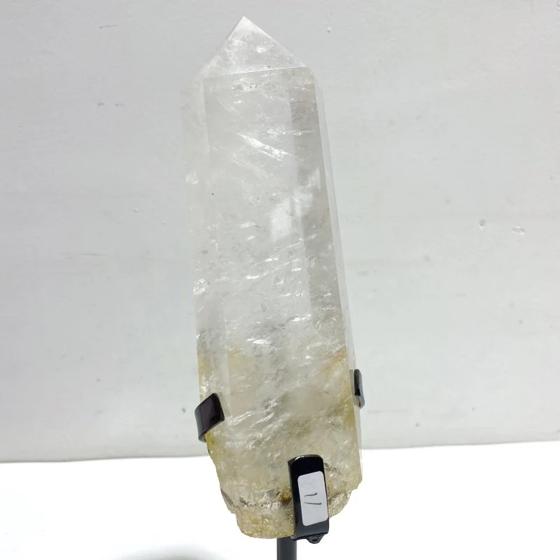 4 Pieces Large Clear Quartz Point With Rainbow Raw Bottom With Stand #4 - Image 2