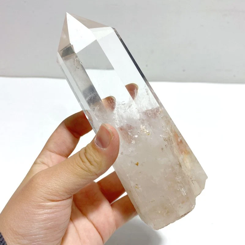4 Pieces Large Clear Quartz Point With Rainbow Raw Bottom With Stand #4 - Image 3