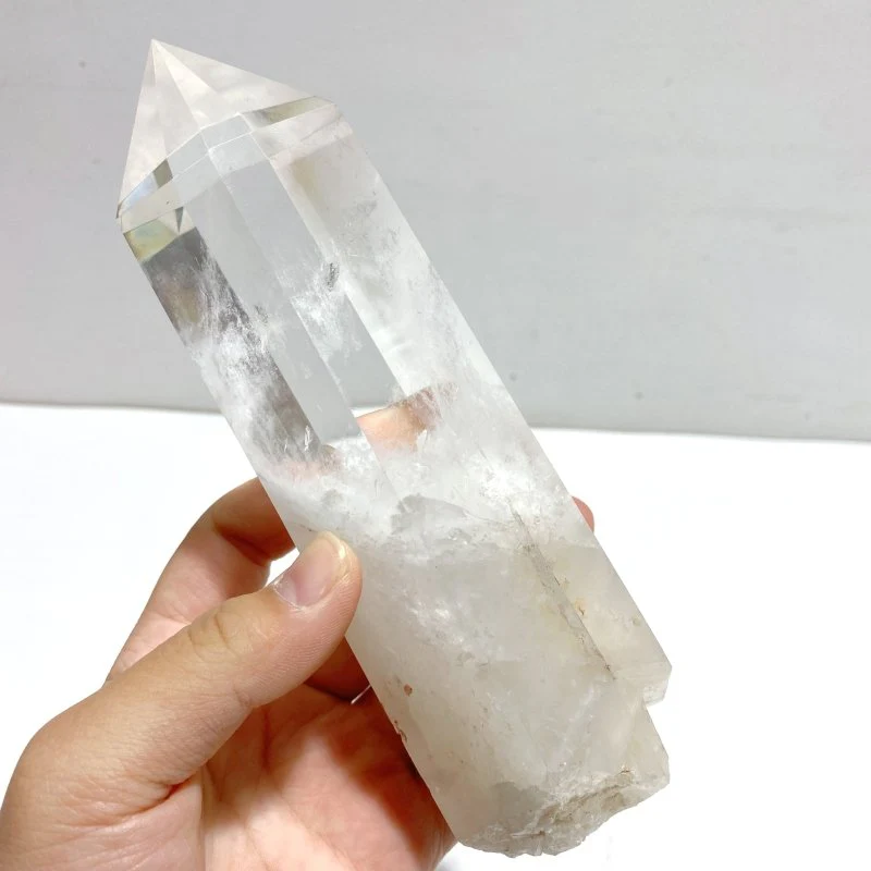 4 Pieces Large Clear Quartz Point With Rainbow Raw Bottom With Stand #4 - Image 5