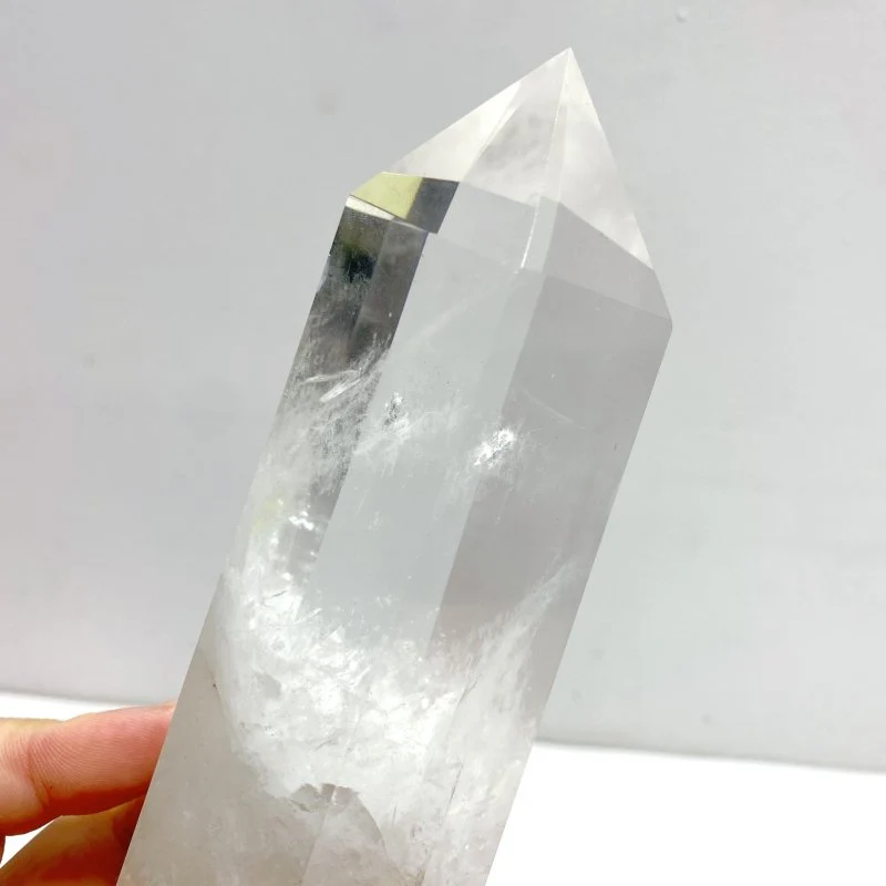 4 Pieces Large Clear Quartz Point With Rainbow Raw Bottom With Stand #4 - Image 6
