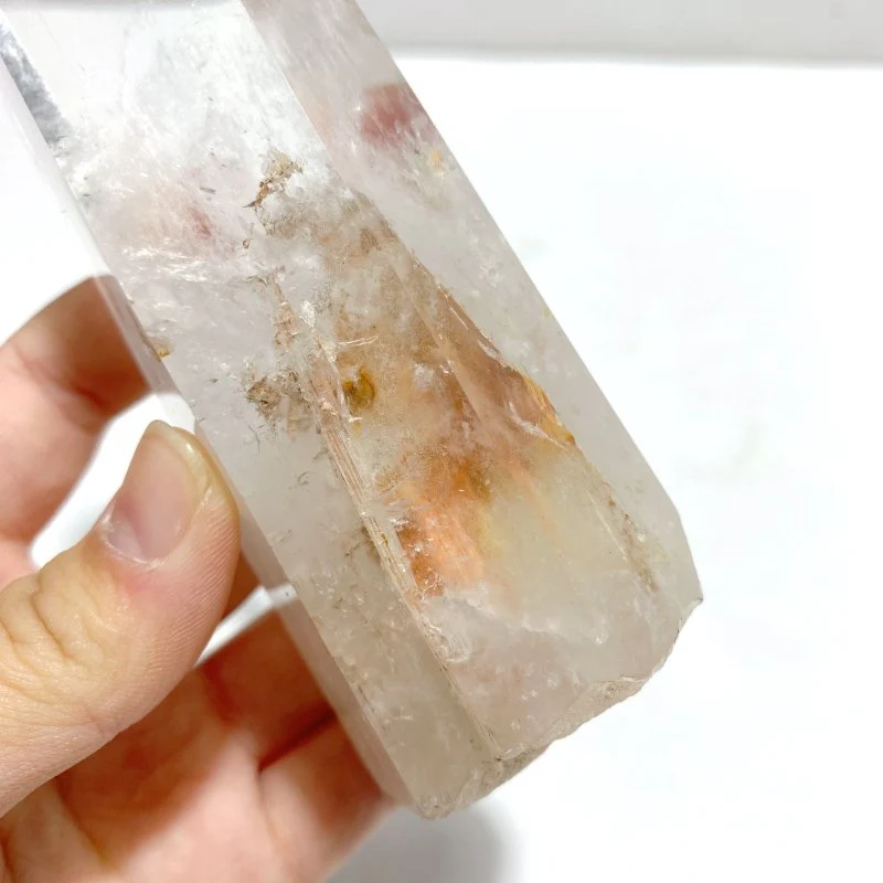 4 Pieces Large Clear Quartz Point With Rainbow Raw Bottom With Stand #4 - Image 7