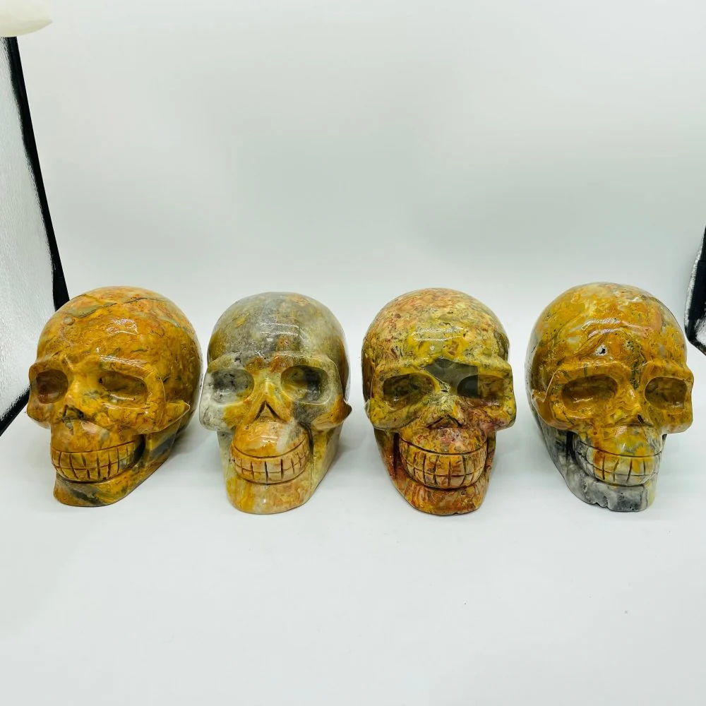 4 Pieces Large Crazy Agate Skull Carving - Image 2