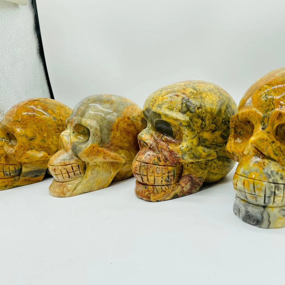 4 Pieces Large Crazy Agate Skull Carving - Image 3