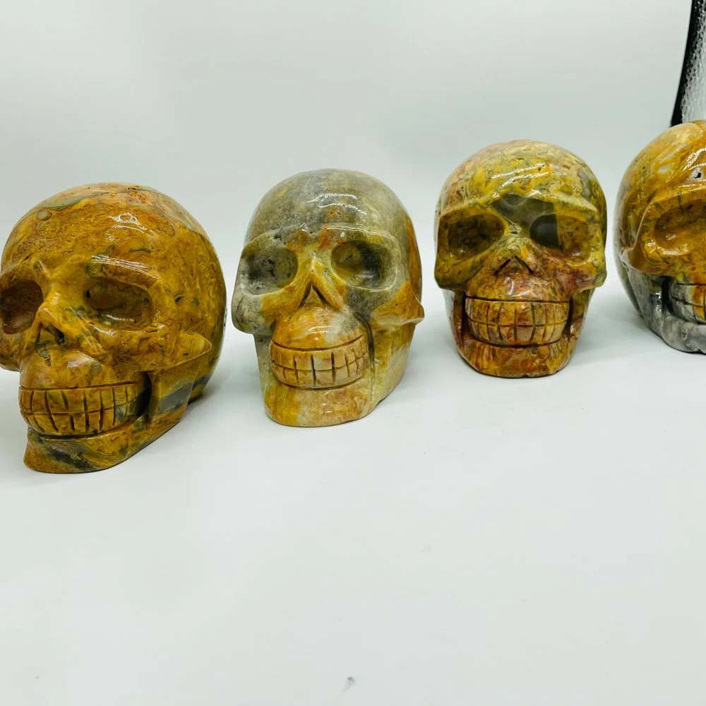 4 Pieces Large Crazy Agate Skull Carving - Image 6