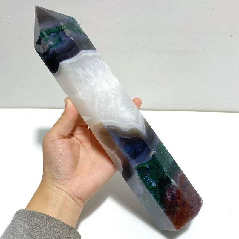 4 Pieces Large Green Moss Agate Points - Image 4