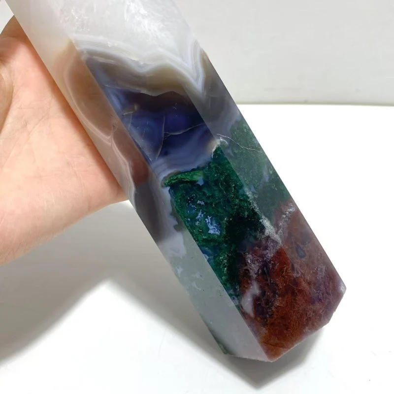 4 Pieces Large Green Moss Agate Points - Image 5
