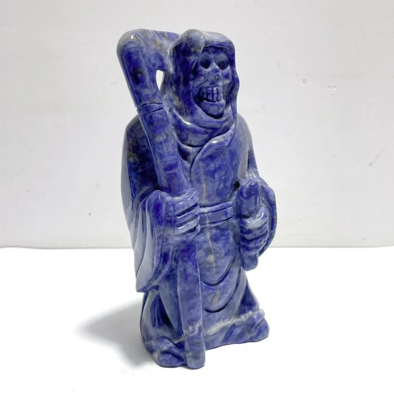 4 Pieces Large Sodalite Grim Reaper Sickle Carving - Image 2