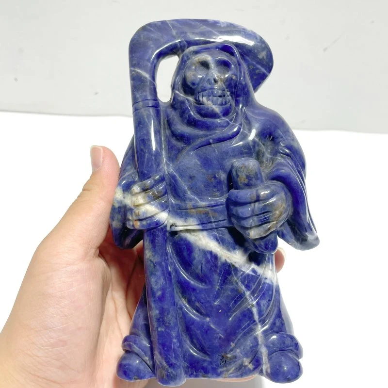 4 Pieces Large Sodalite Grim Reaper Sickle Carving - Image 4