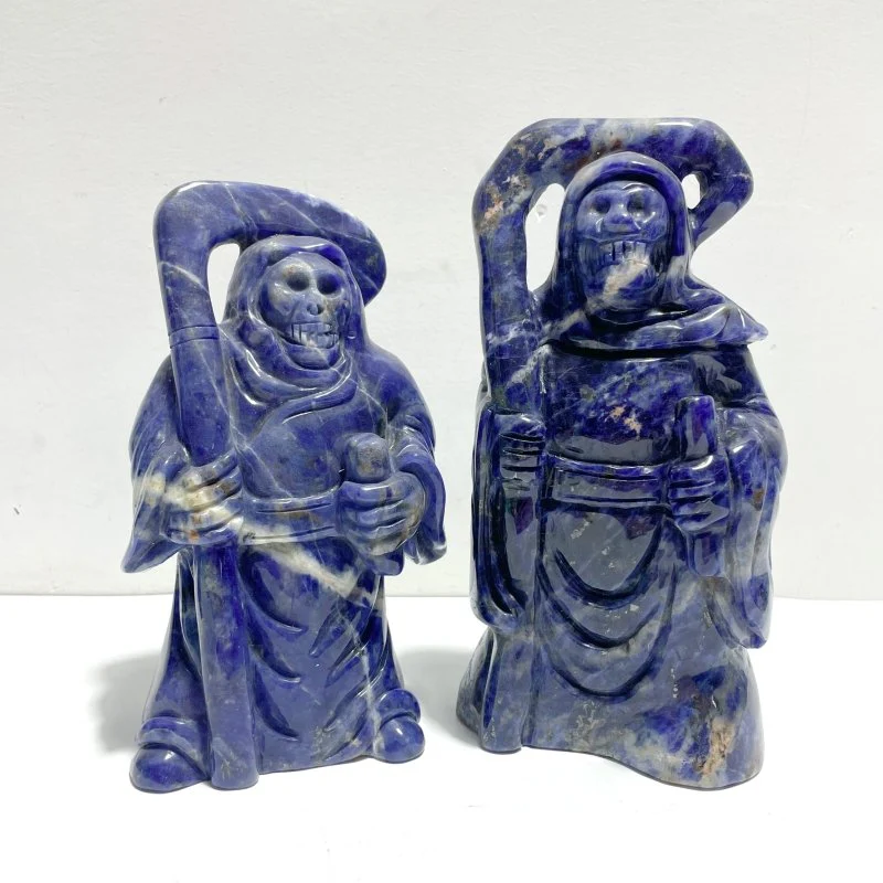 4 Pieces Large Sodalite Grim Reaper Sickle Carving - Image 6