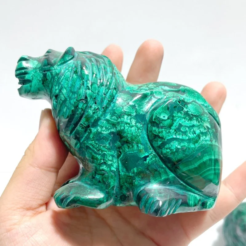 4 Pieces Malachite Lion Carving - Image 2