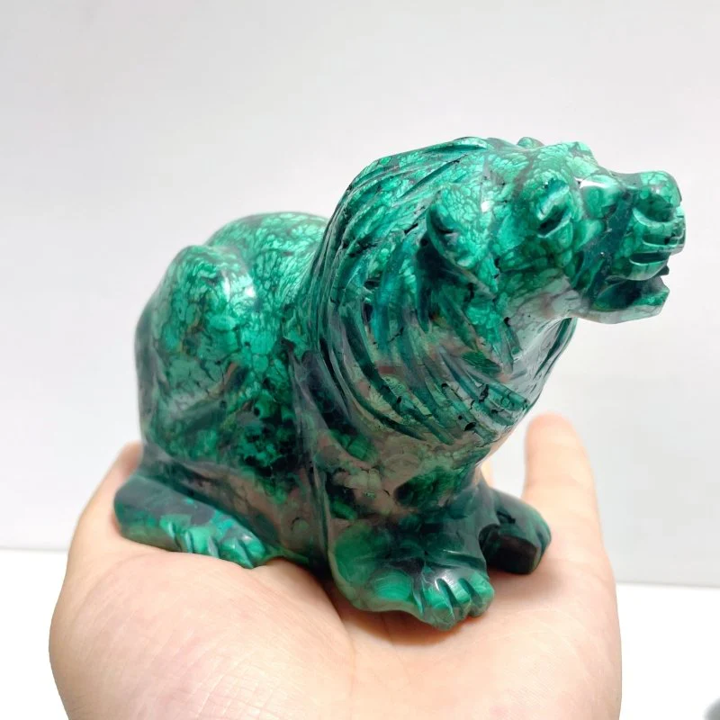 4 Pieces Malachite Lion Carving - Image 3