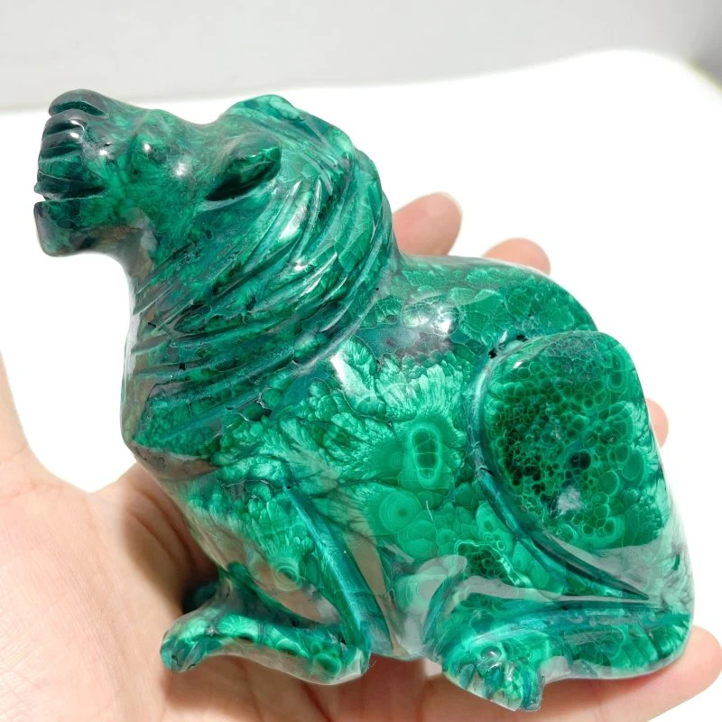 4 Pieces Malachite Lion Carving - Image 5