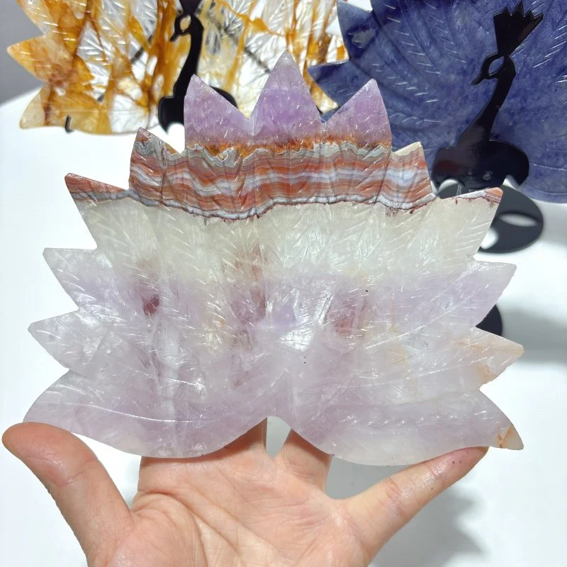 4 Pieces Peacock Shape Stone Carving With Stand Fluorite Amethyst Mixed Agate - Image 6