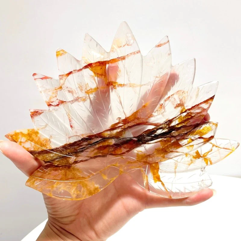 Golden Hematoid Quartz Peacock Wing With Stand - Image 2