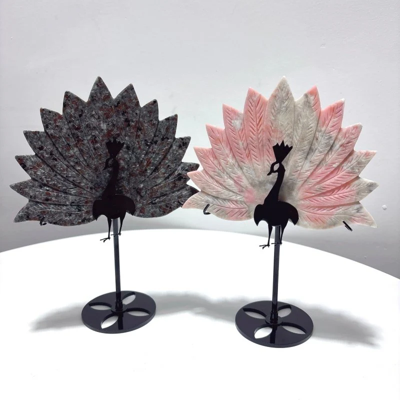 4 Pieces Peacock Wing With Stand Yooperlite Crazy Agate - Image 2