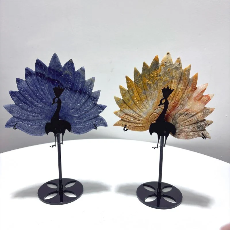 4 Pieces Peacock Wing With Stand Yooperlite Crazy Agate - Image 4