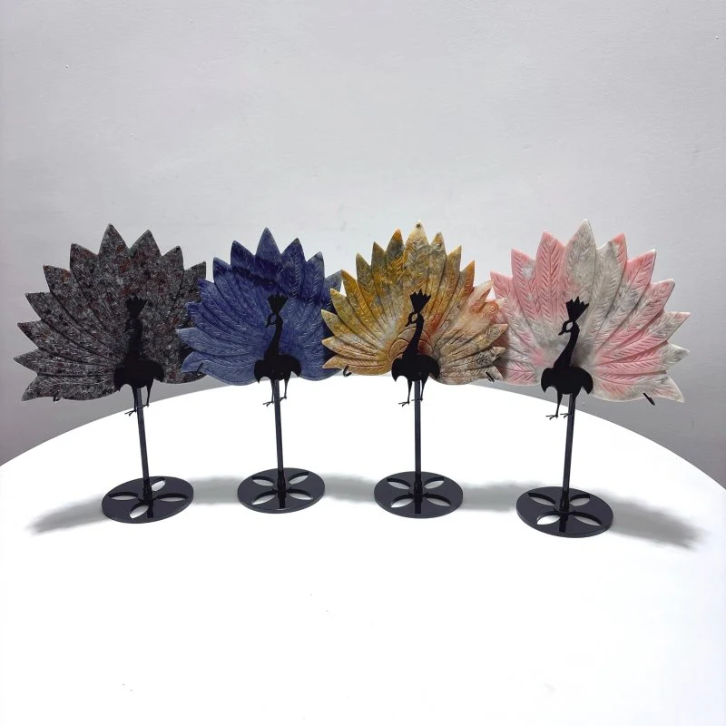 4 Pieces Peacock Wing With Stand Yooperlite Crazy Agate - Image 6