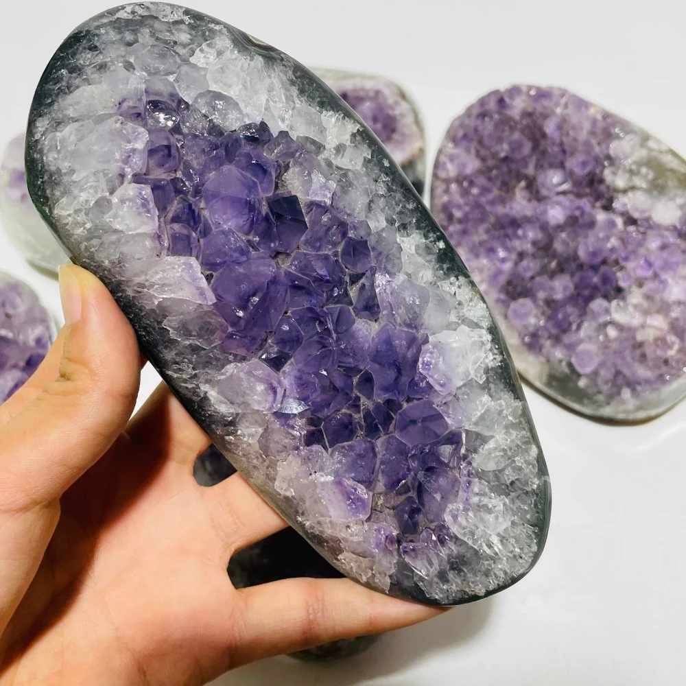 6 Pieces Polished Edge Purple Amethyst Cluster - Image 4