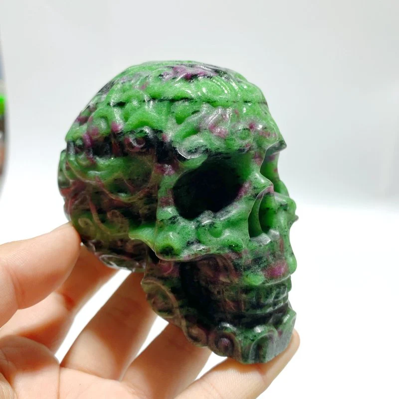 4 Pieces Ruby Zoisite Skull Carving - Image 2
