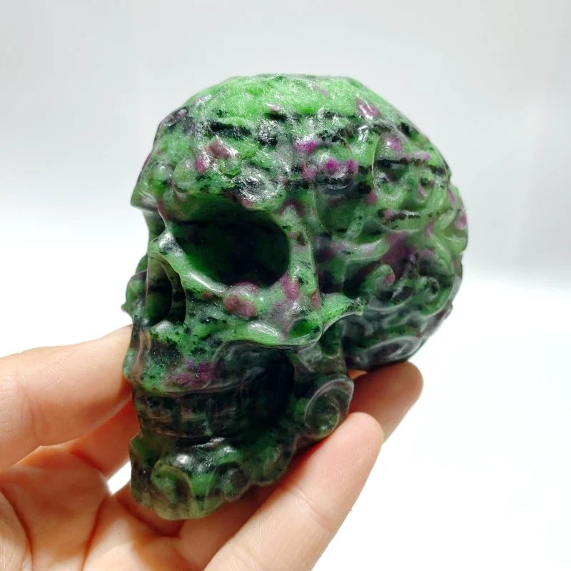 4 Pieces Ruby Zoisite Skull Carving - Image 3