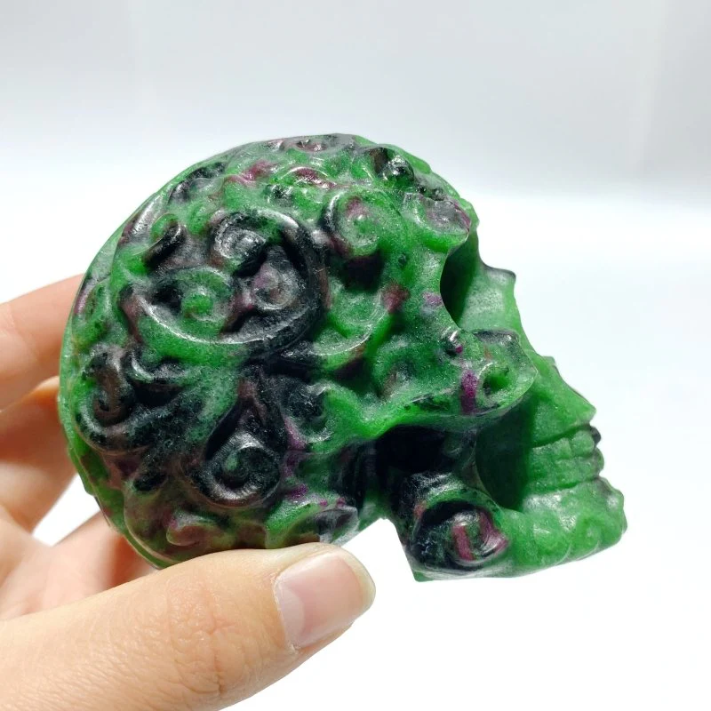 4 Pieces Ruby Zoisite Skull Carving - Image 4