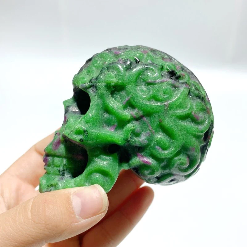 4 Pieces Ruby Zoisite Skull Carving - Image 5