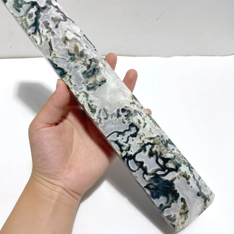 4 Pieces Tall Geode Druzy White Moss Agate Tower Points - Image 6