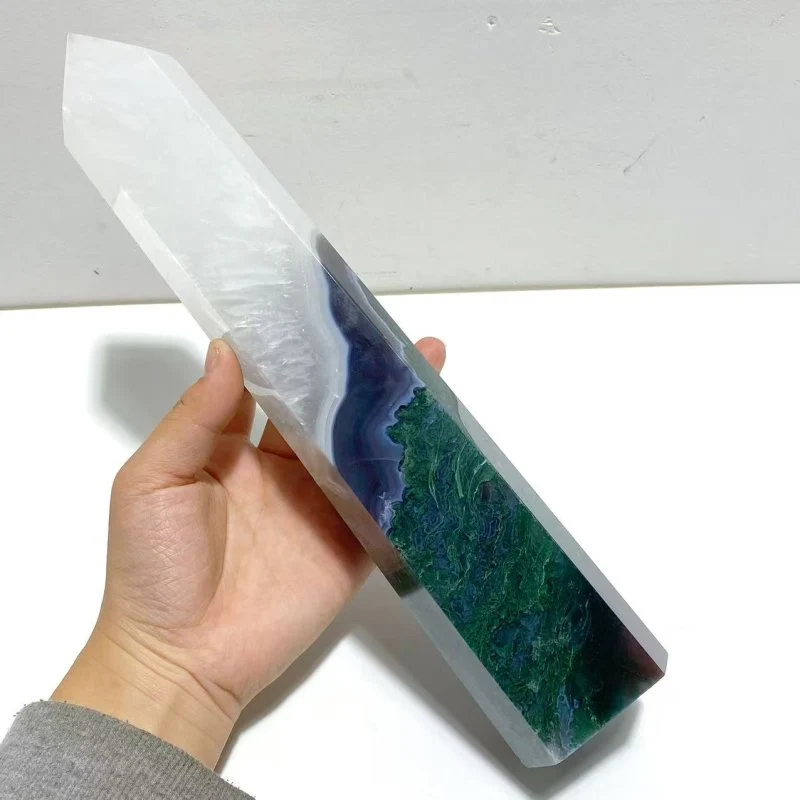 4 Pieces Tall Green Moss Agate Points - Image 3