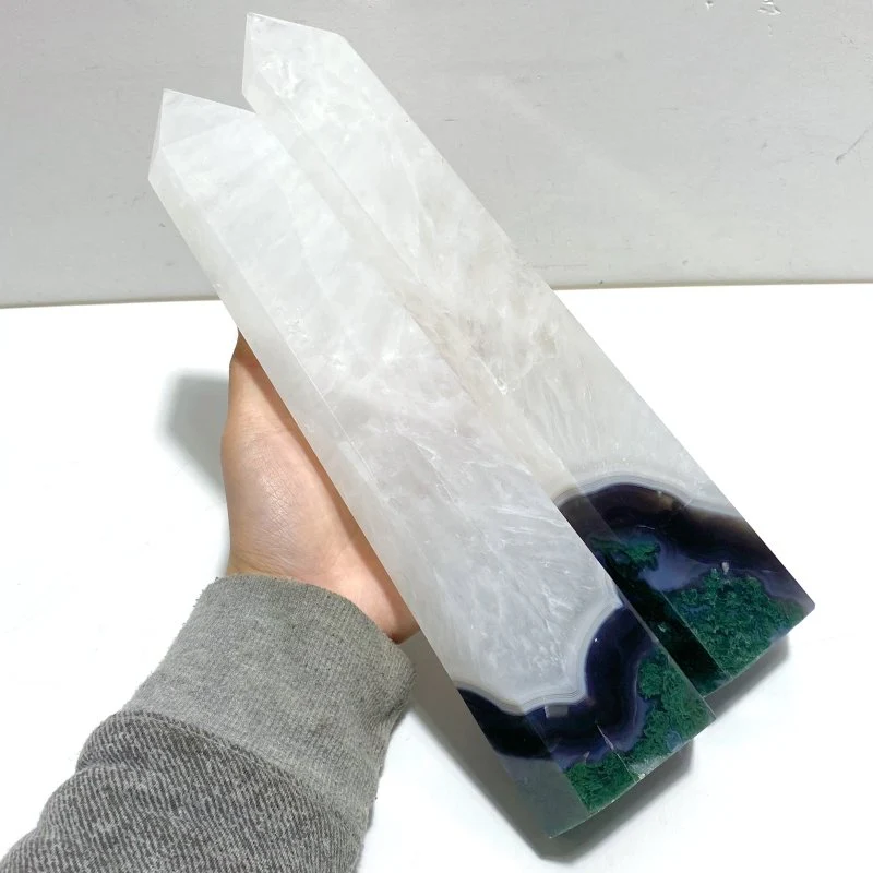 4 Pieces Tall Green Moss Agate Points - Image 6